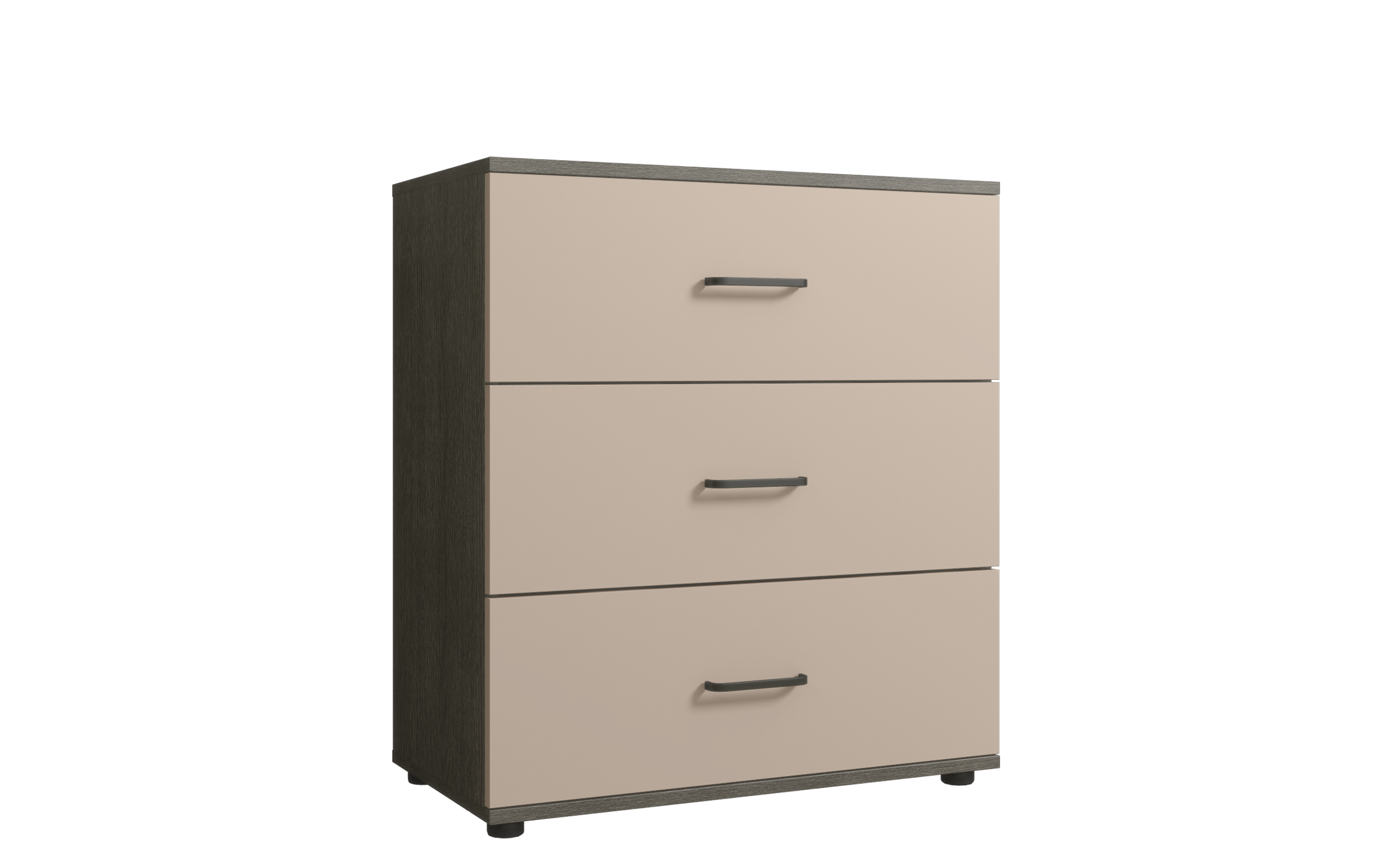 Pat dublu + 2 buc. noptiera + comoda Colectia Emily 2 pentru dormitor, casmir + stejar antracit  6